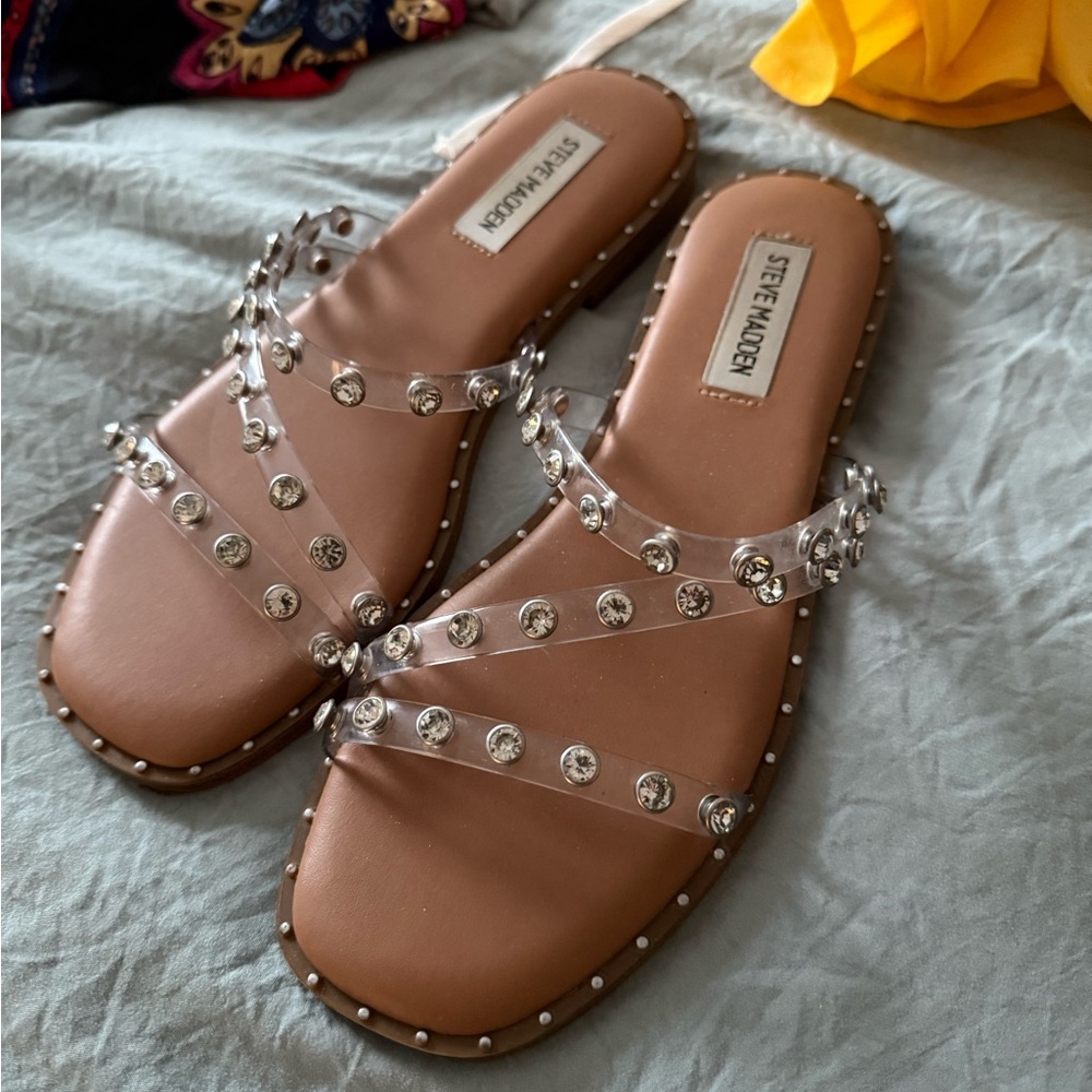 Steve Madden Brown Studded Sandals